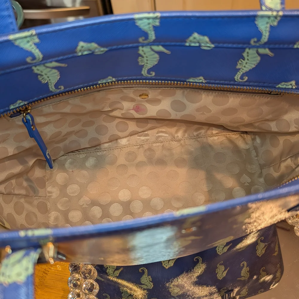Kate Spade New York Cedar Street Seahorses Mini Harmony Tote Bag EUC
